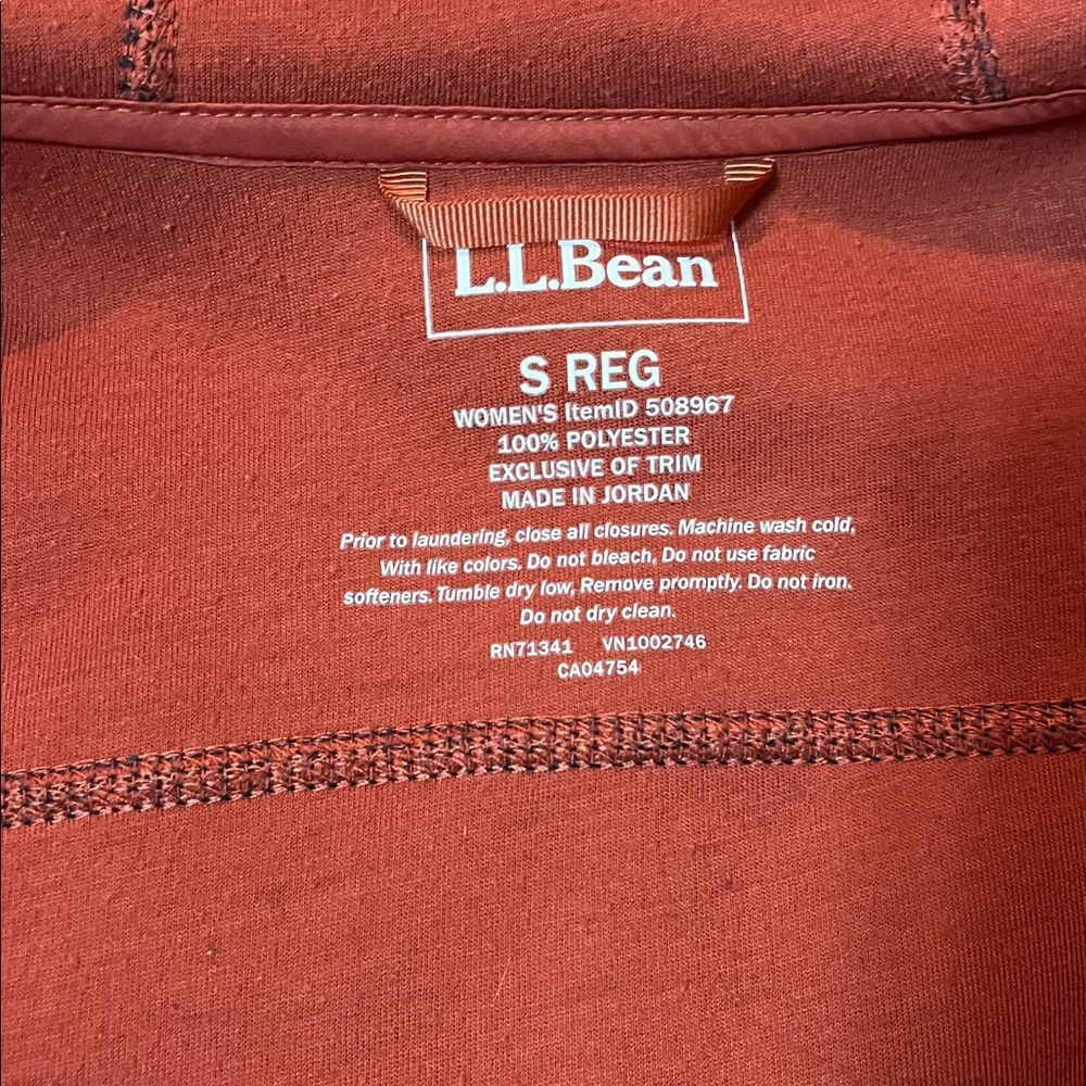 LL Bean Mountain Pile Dark Blue Fleece Jacket with Rust Accents - Picture 3 of 5